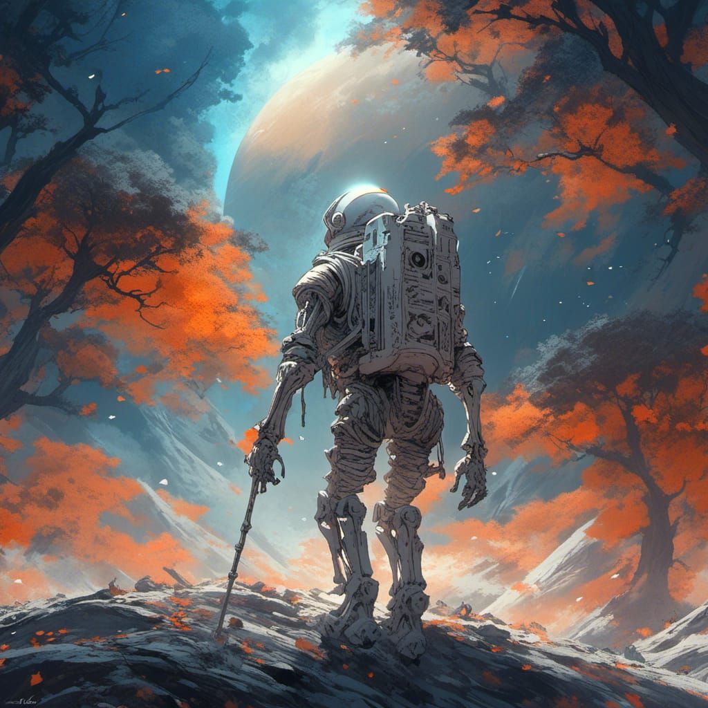 Neil Armstrong Skeleton First Moon Step as Digital Art