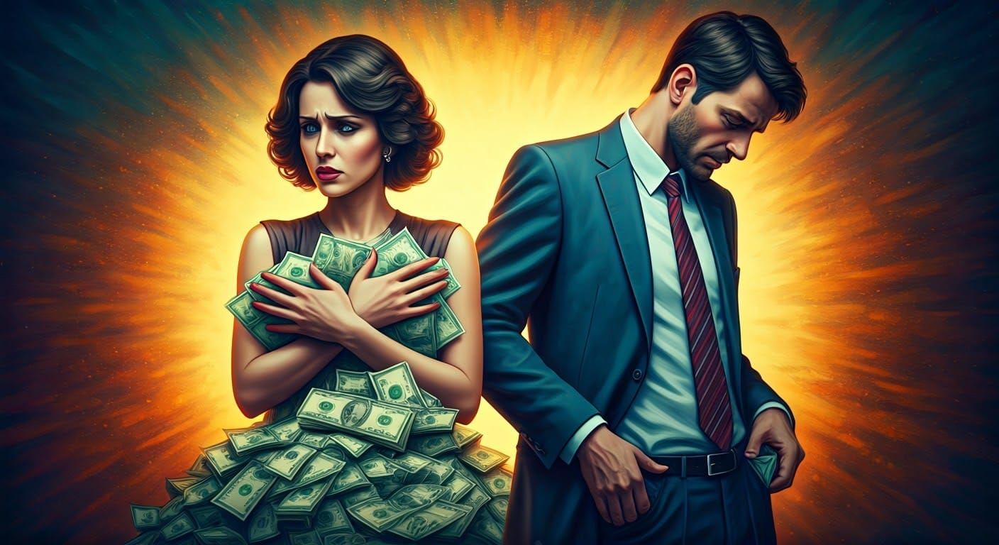 Financial Anxiety: A Hyperrealistic Portrait of a Couple