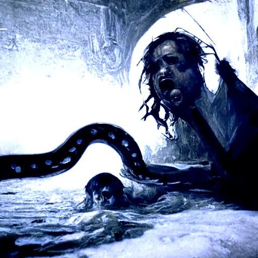 Horrific Scene of Drowning in Snakes