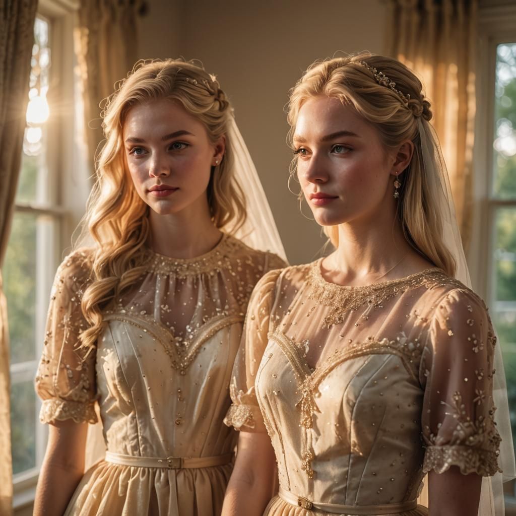 Tomboy and Girlfriend in Southern Belle Dresses