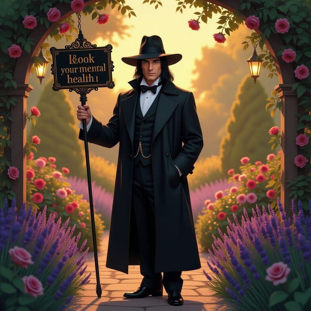Severus Snape in Noir Style in a Blooming Garden