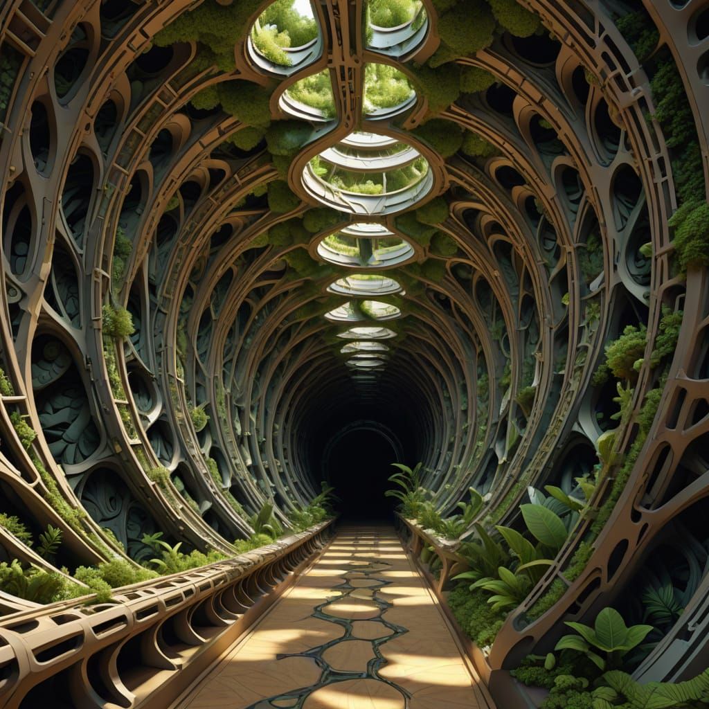3D Fractal Tunnel with Helical Twist and Branching Structure...