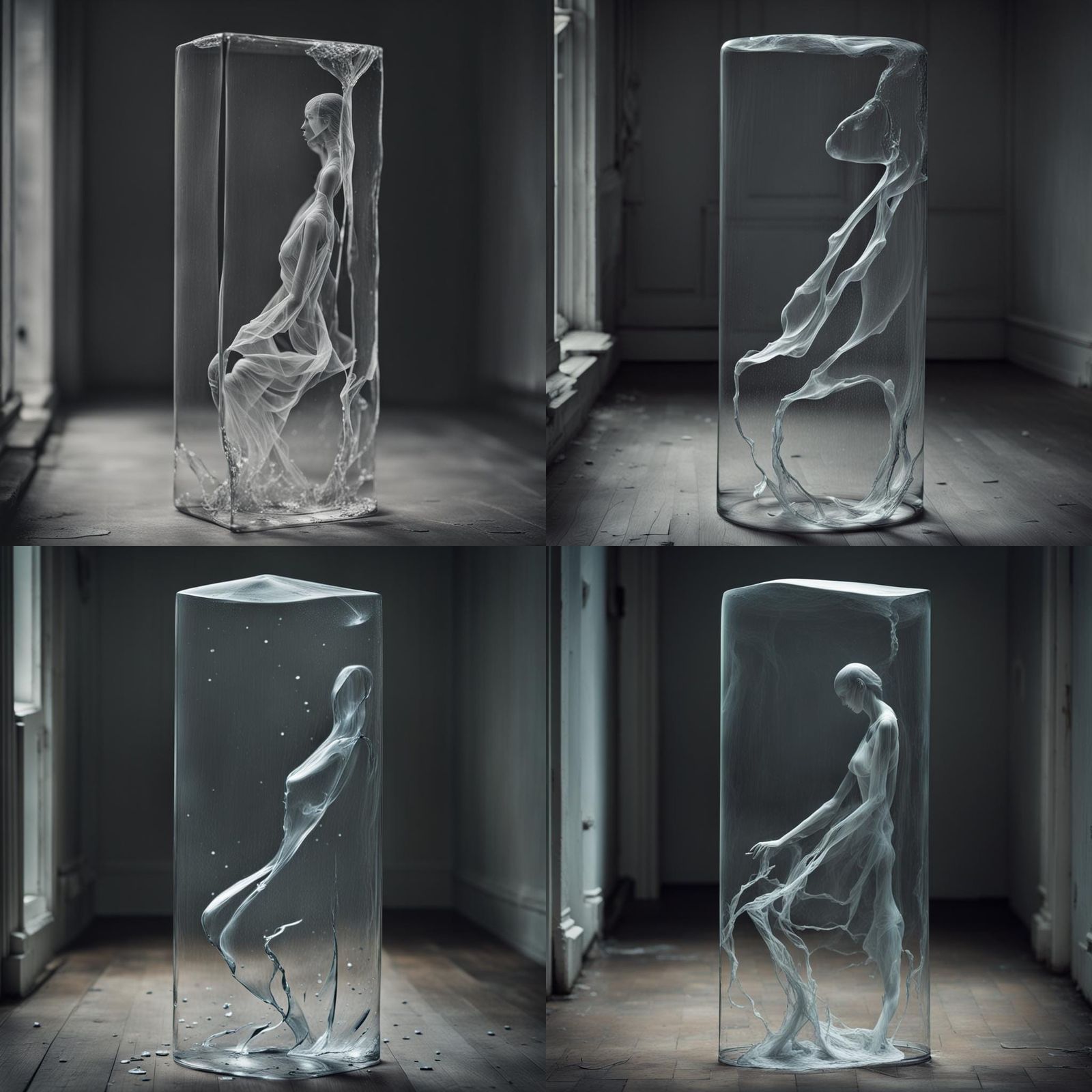 Fragile Glass Sculpture Reflecting Relationship Anxiety