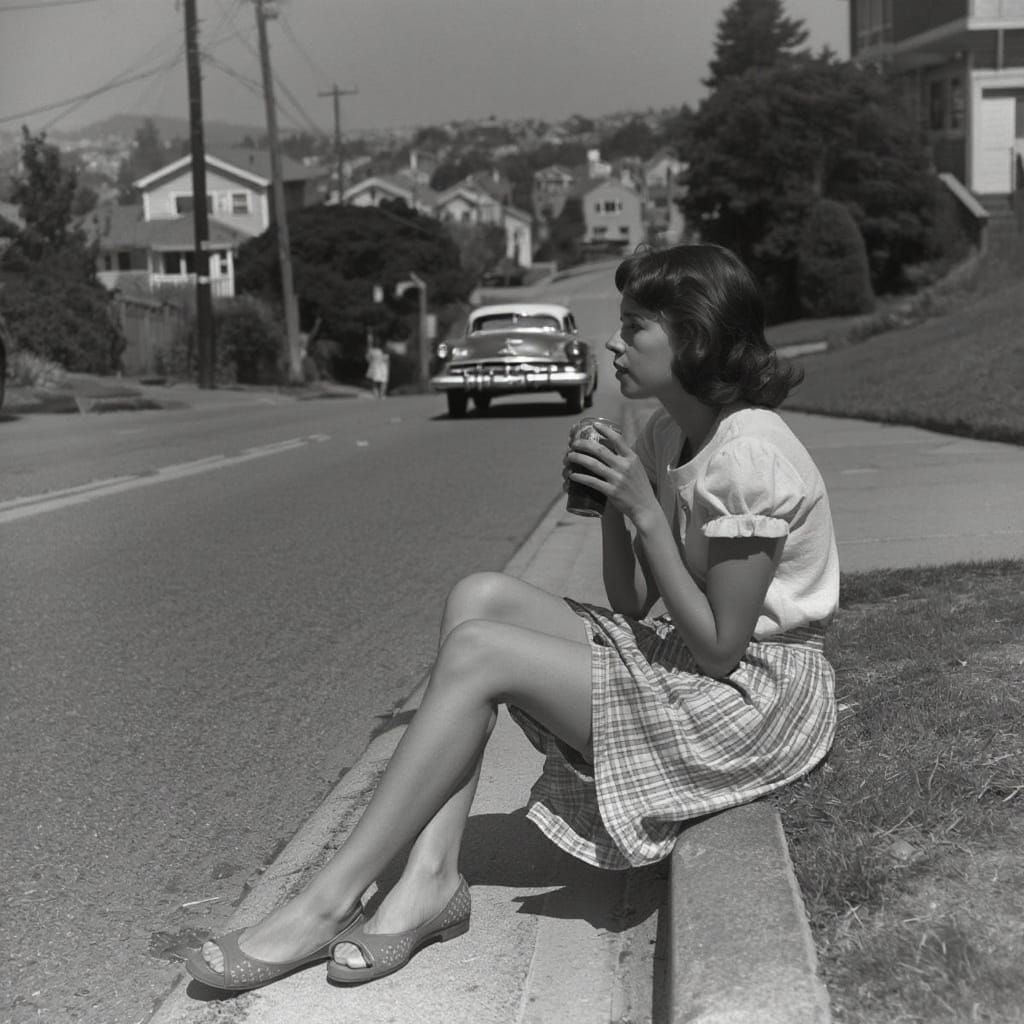 Old Car on Street in Autumn