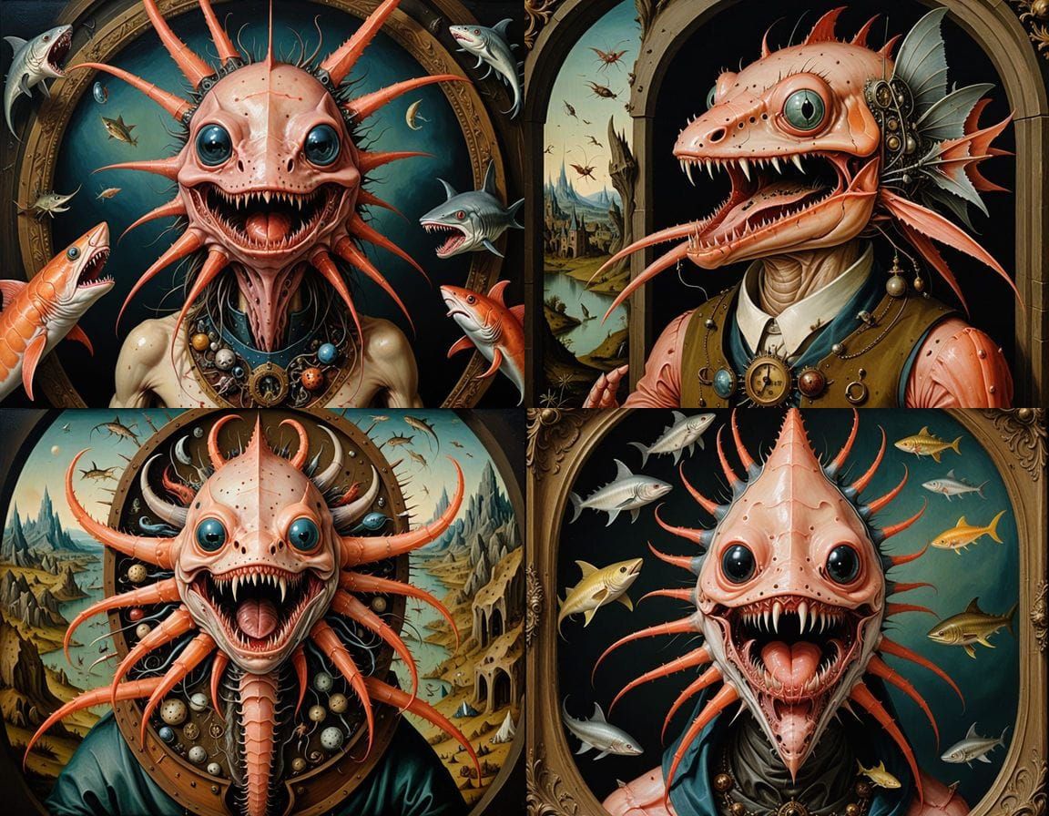 Surreal Horror Scene in Imperial Oil Painting Style