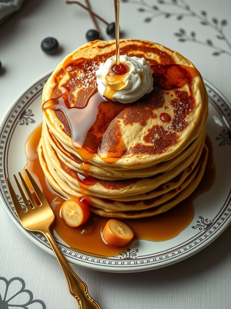 Gigantic Pancake and Syrup Waterfall Food Art
