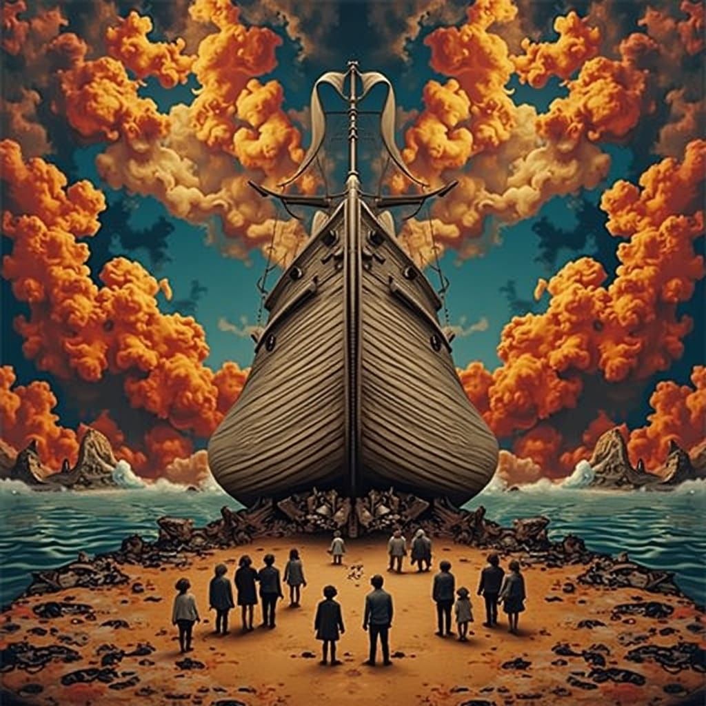 Shipwrecked Survivors on a Deserted Beach