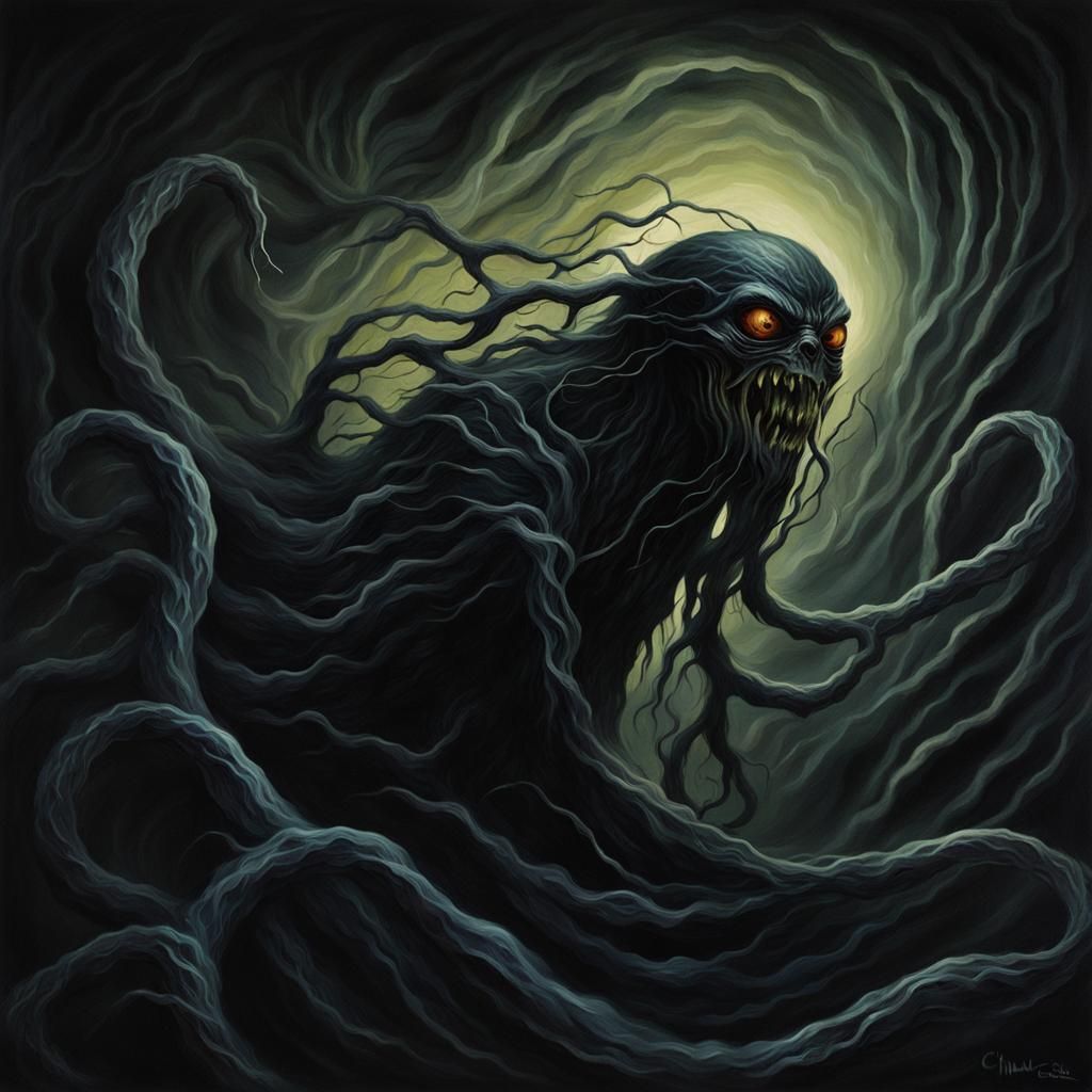 Eerie Voidstalker Illustration in Oil Painting Style