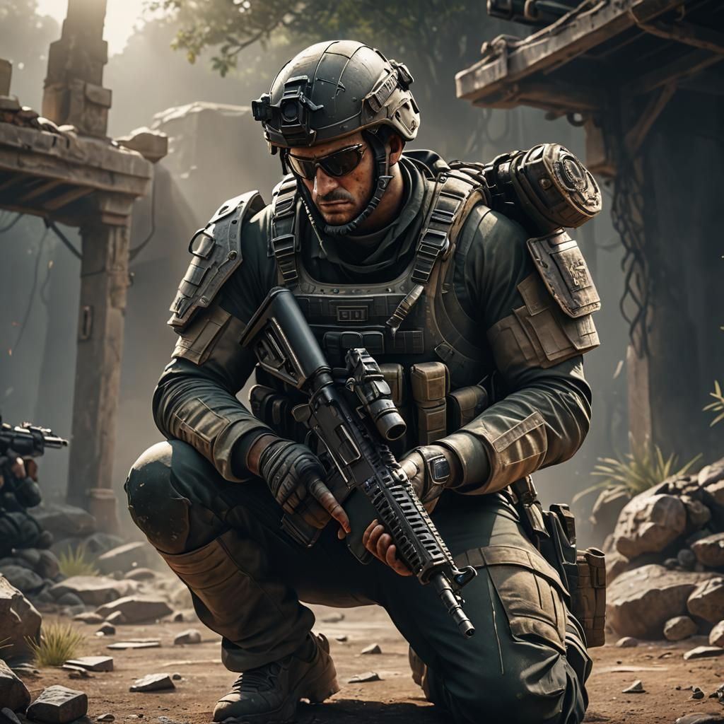 Special Forces Soldier Praying: 3D Game Cinematic