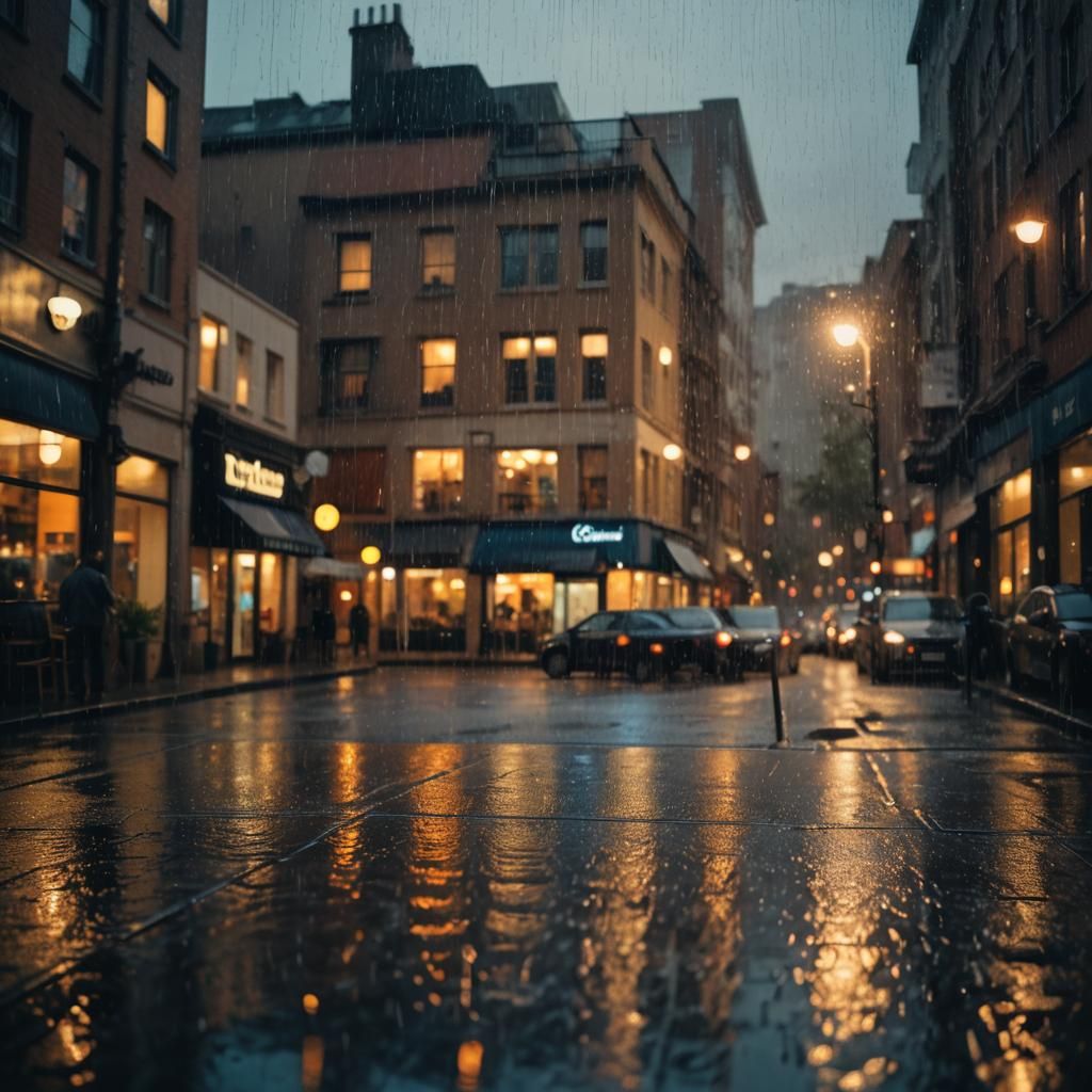 Rainy Evening Coffee House Window Film Still