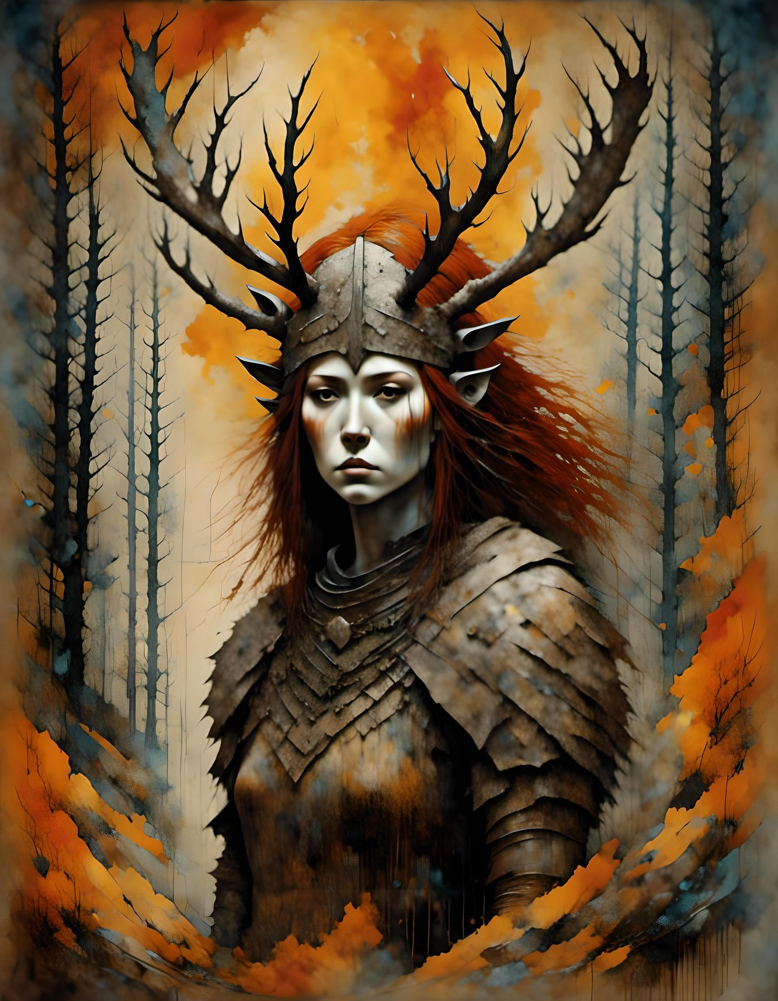 Freya in Viking Armor with Runic Symbol