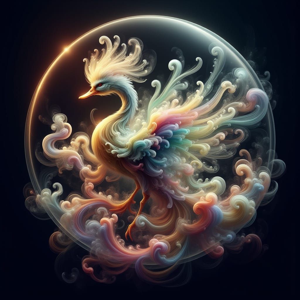 Ethereal Duckling Floats Through Starry Cosmos