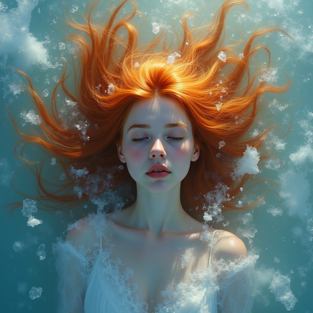 Fiery Redhead Emerges from Frozen Shards