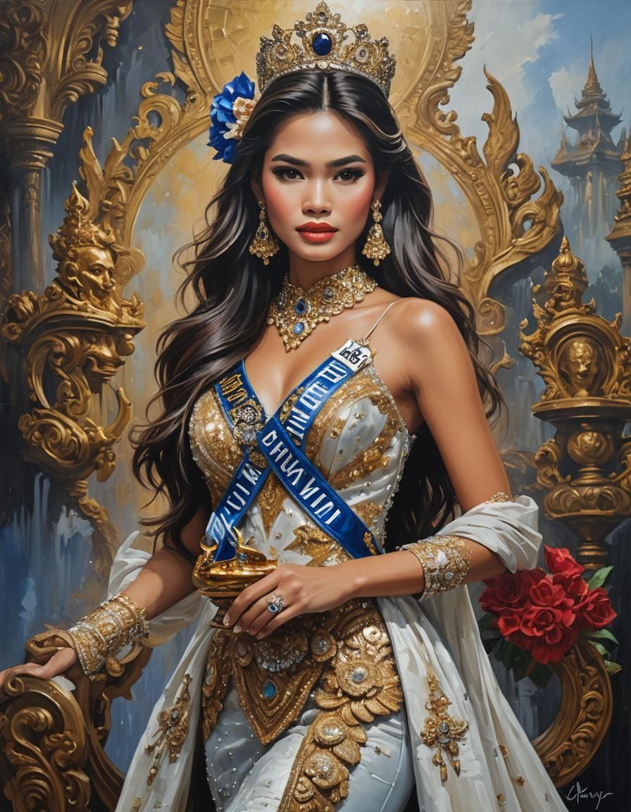 Miss Universe Thailand as Oil Painting