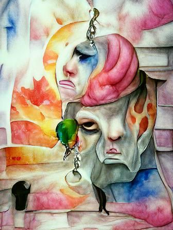 Surreal Watercolor Eviction: Colorful Concept Art