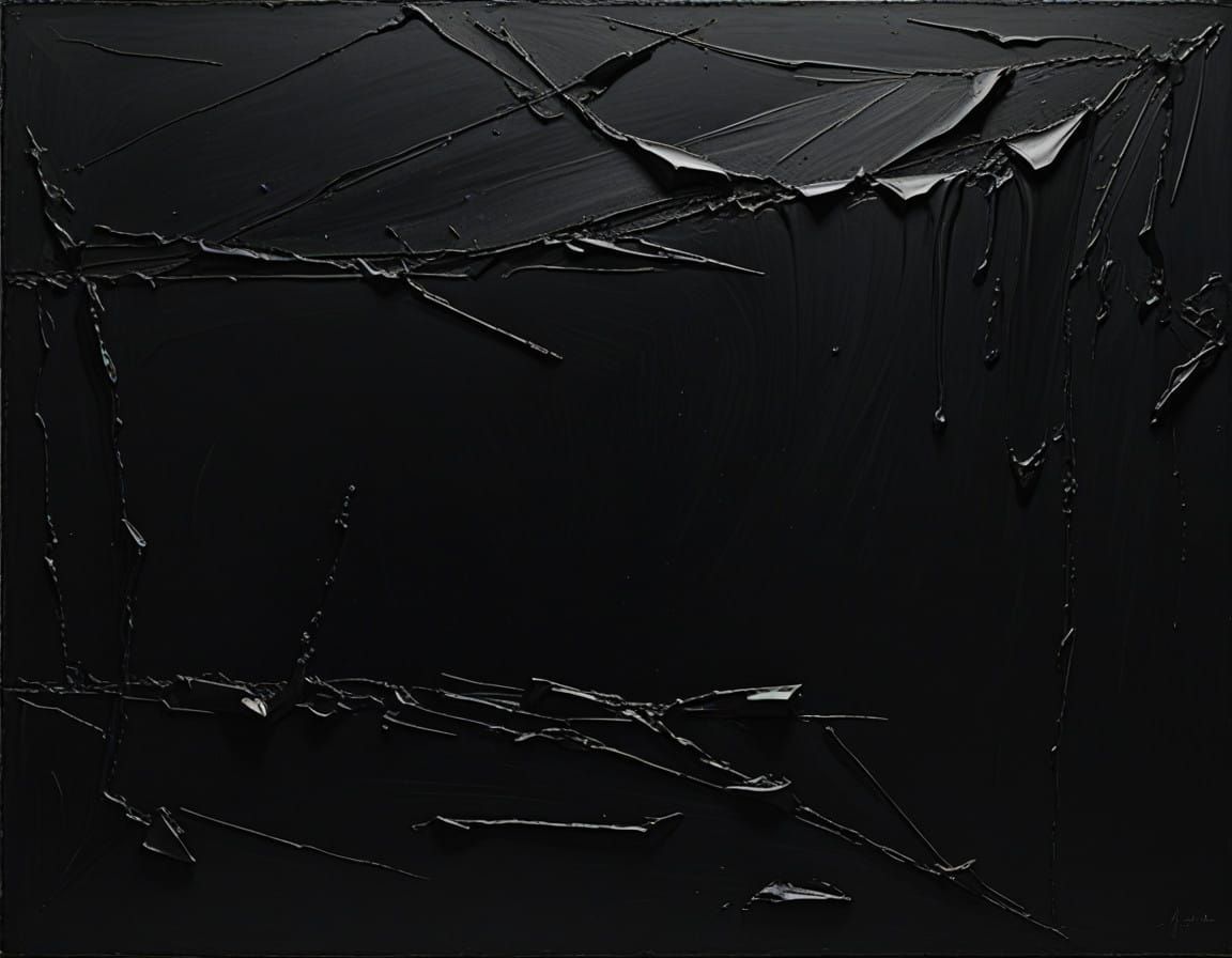 Dark Chiaroscuro Void in Impasto Texture