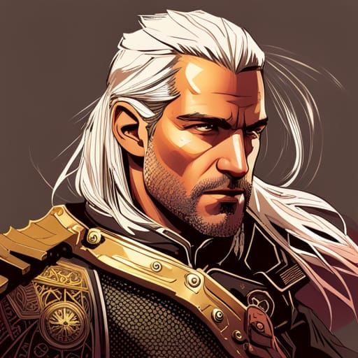 Cyberpunk Steampunk Geralt of Rivia Digital Painting