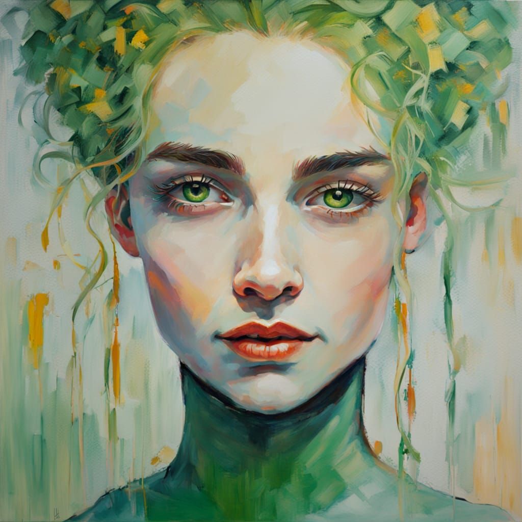 Ethereal Goddess in Soft Focus Oil Painting