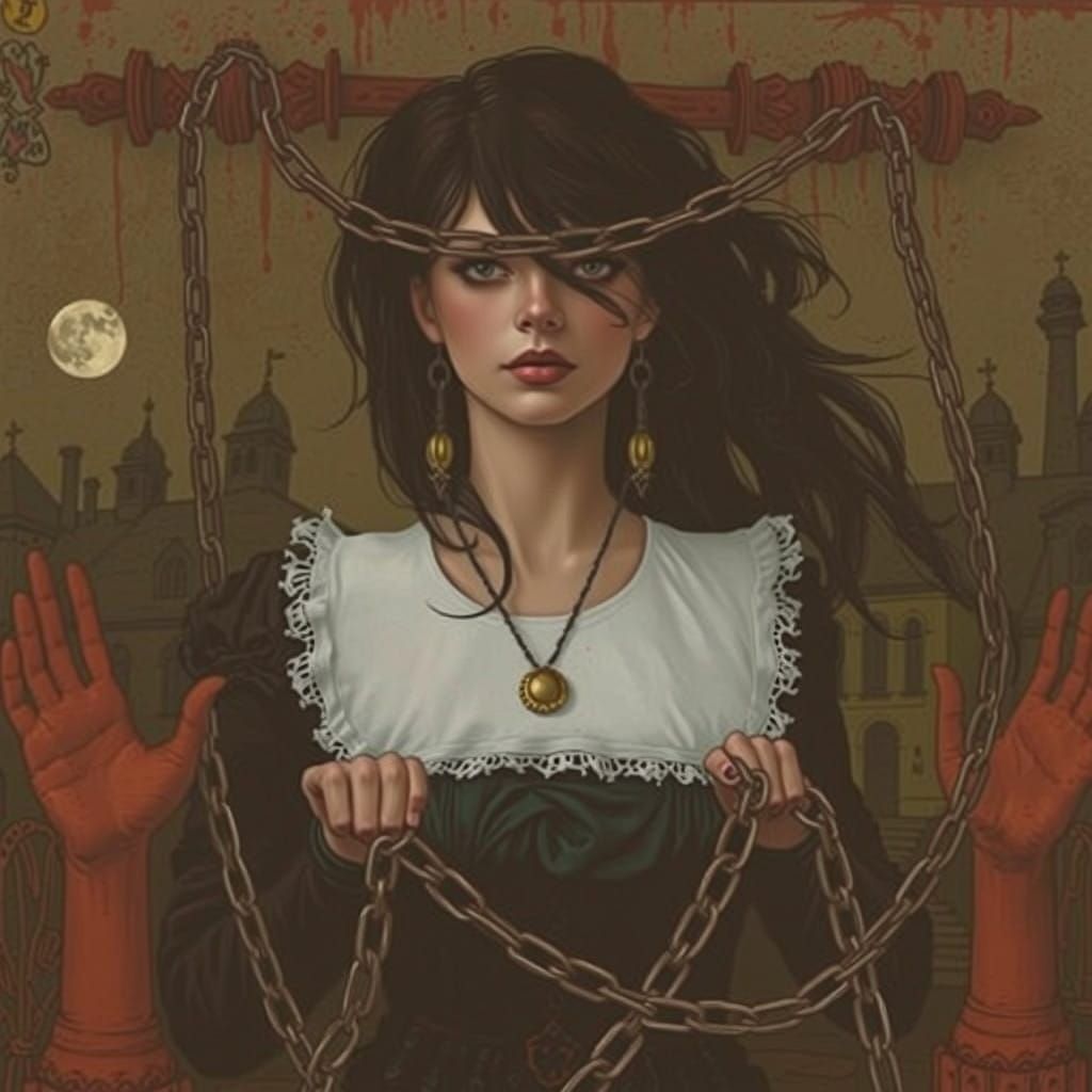 Victorian Woman Breaks Free From Past Trauma, Ink Print