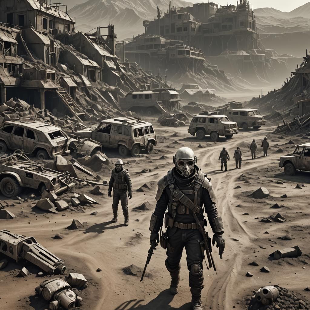 Dystopian Wasteland Survivor in Renaissance Style