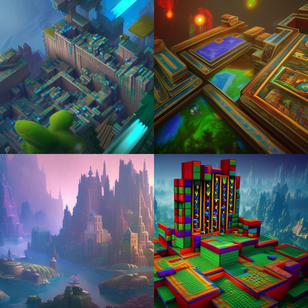 Detailed Tetris Matte Painting in Deep Color