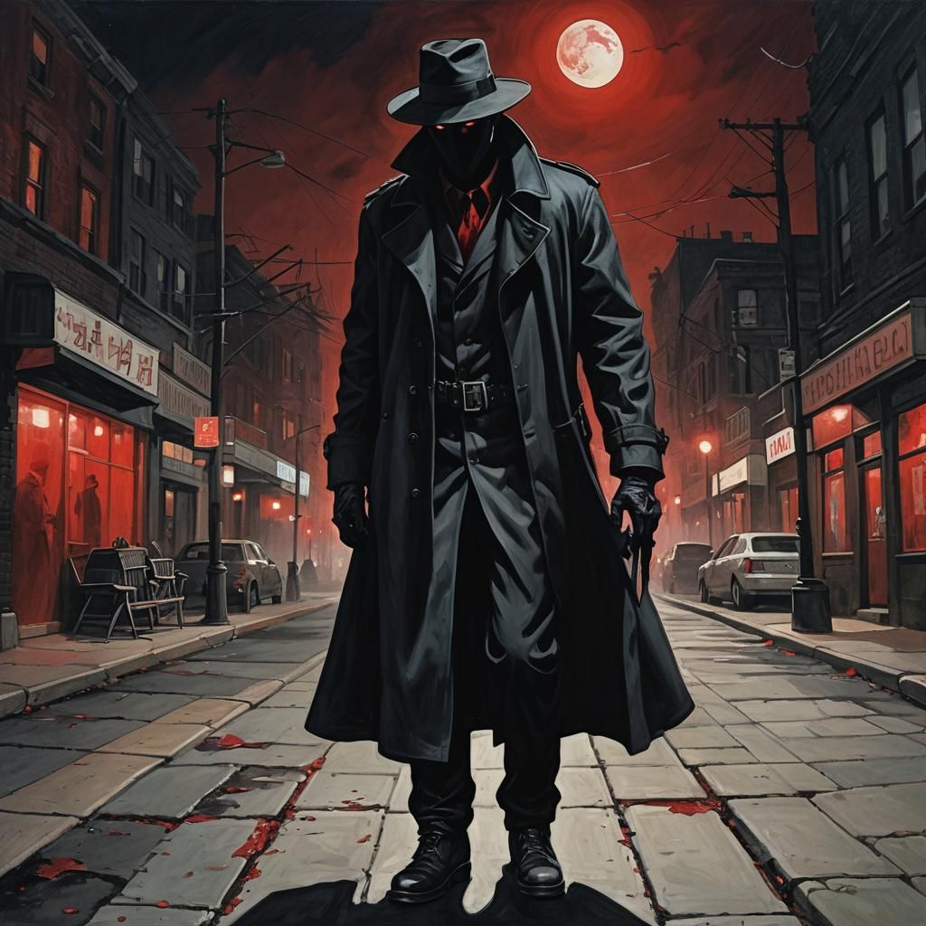 Sinister Shadow Figure Under Blood Moon