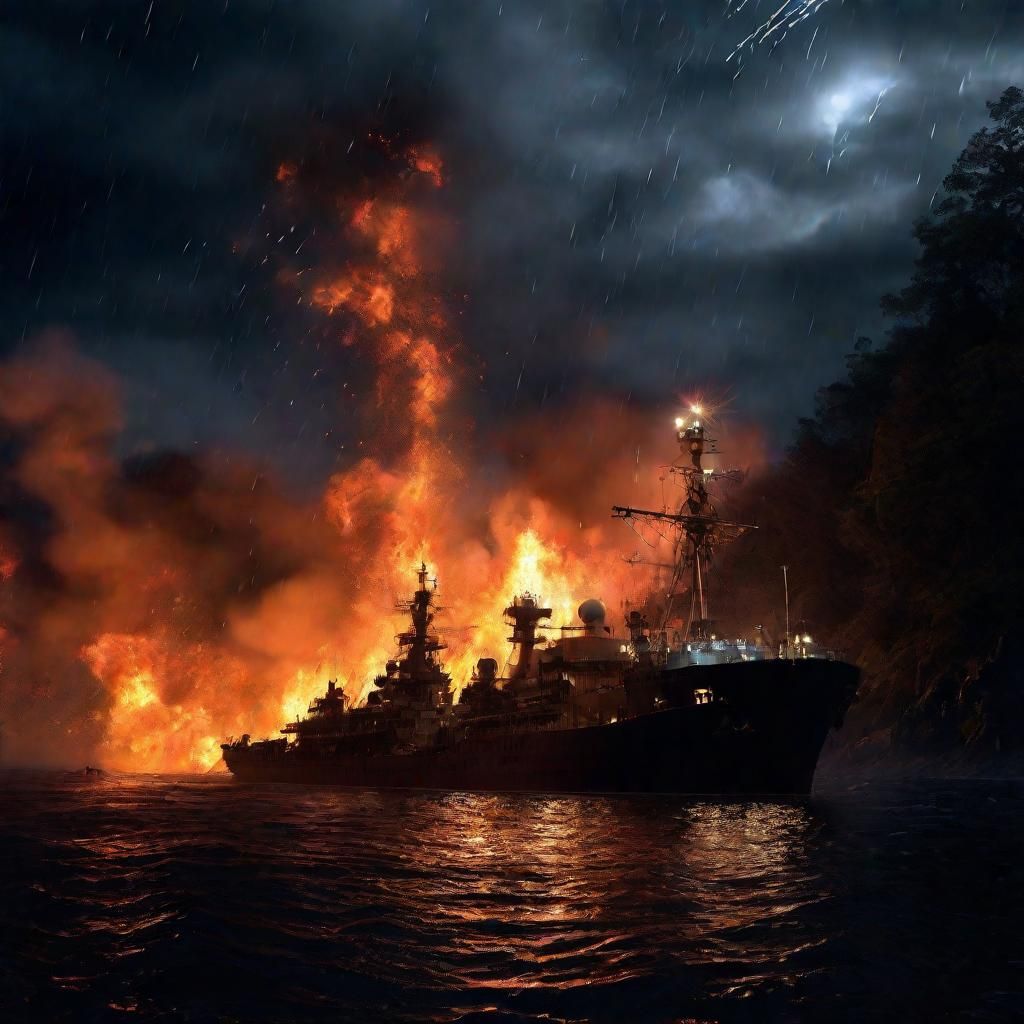 Fiery Spaceships Over Orion in 3D Style