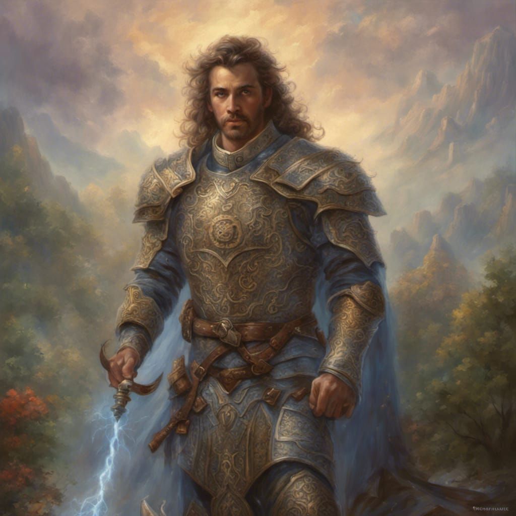 Kalashtar Tempest Cleric Portrait in Ethereal Fantasy Style