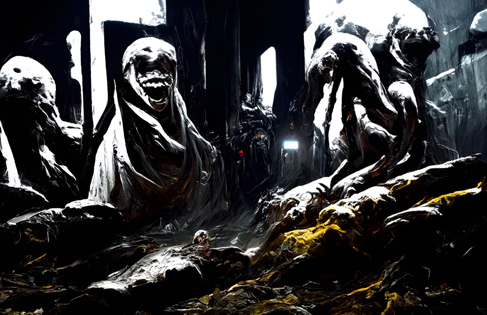 Creepy Evil Nuns Laughing: Horror Concept Art