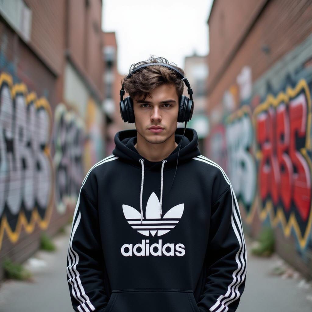 Rapper in Gritty Alley: Cinematic Urban Portrait