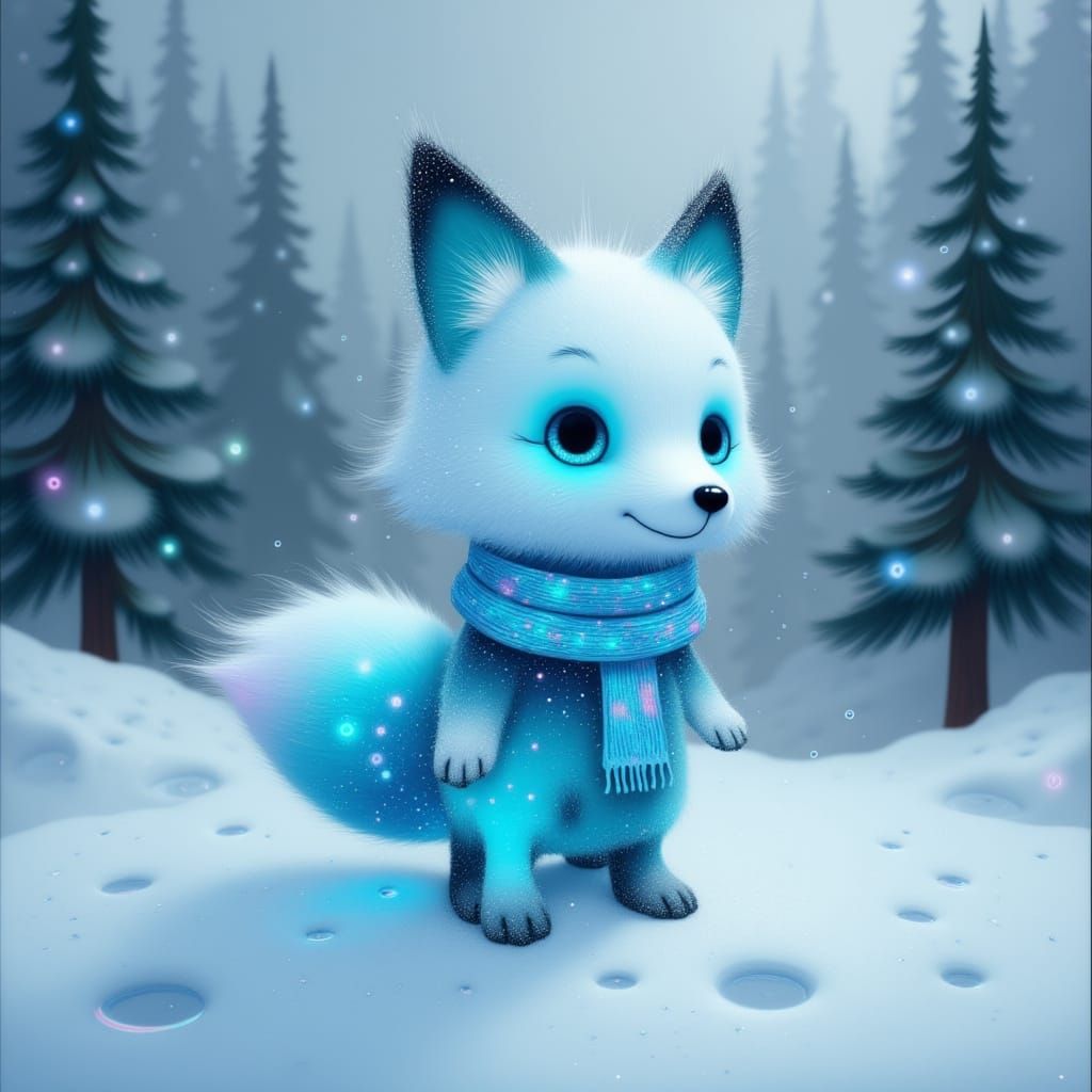 Crystal Fox Kit Builds Snow Fox in Winter Wonderland