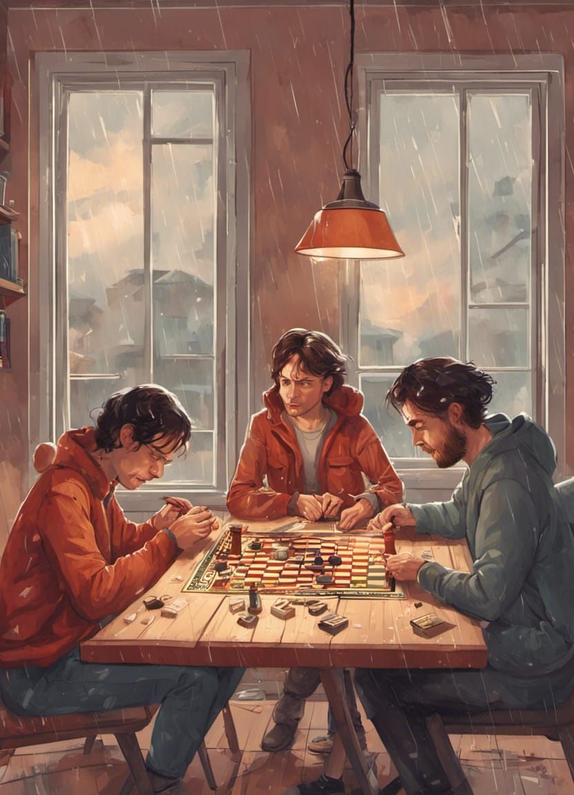 People having fun playing board games