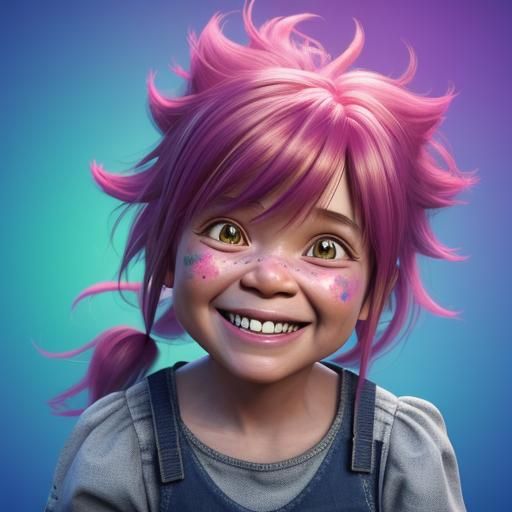 Cheerful Toddler Girl in 3D Digital Art Style