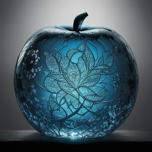 Hyperrealistic Glass Apple Art in High Definition