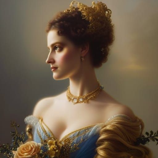 Gorgeous Cinderella in Rococo Style with Golden Curls