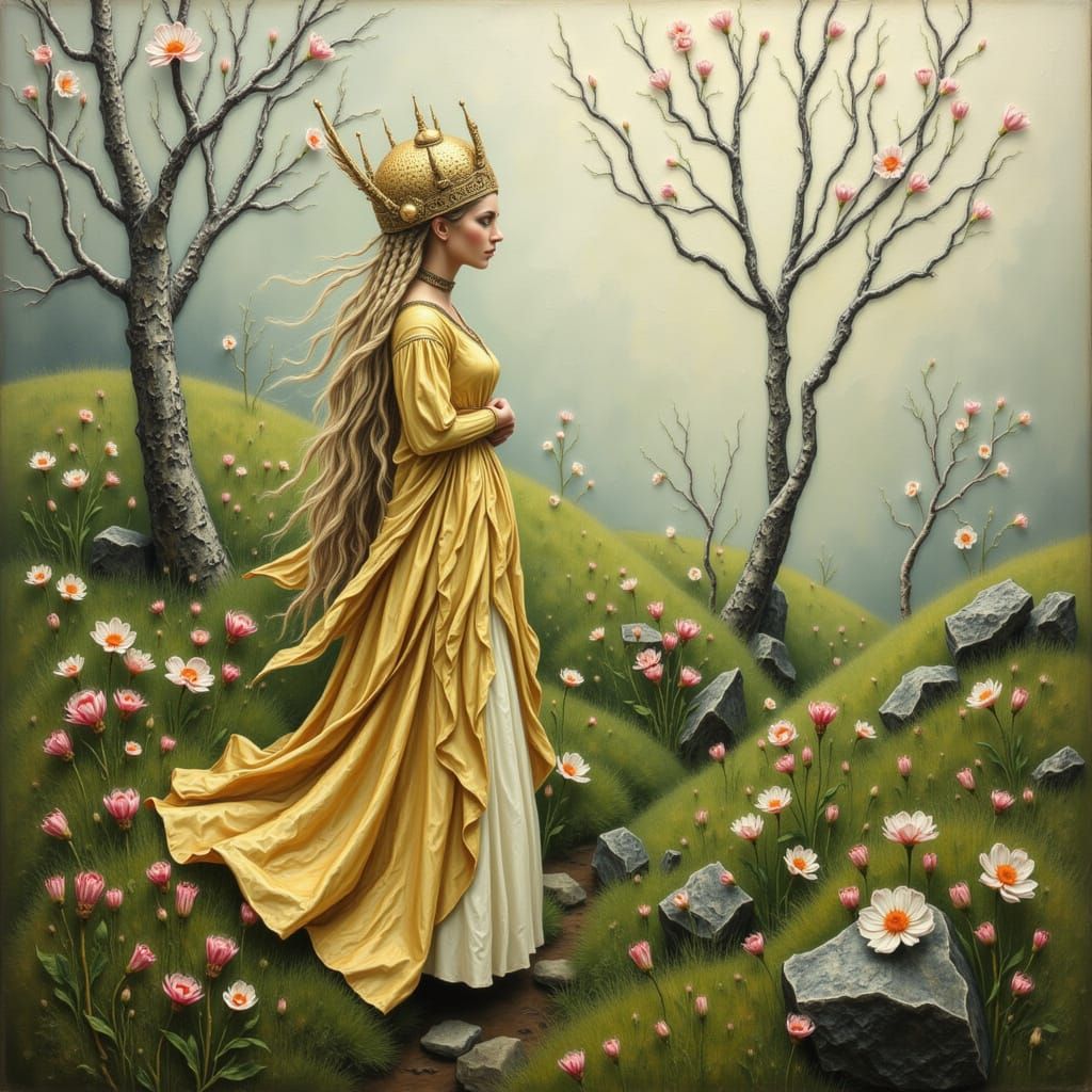 Vesna with Braids and Golden Kokoshnik