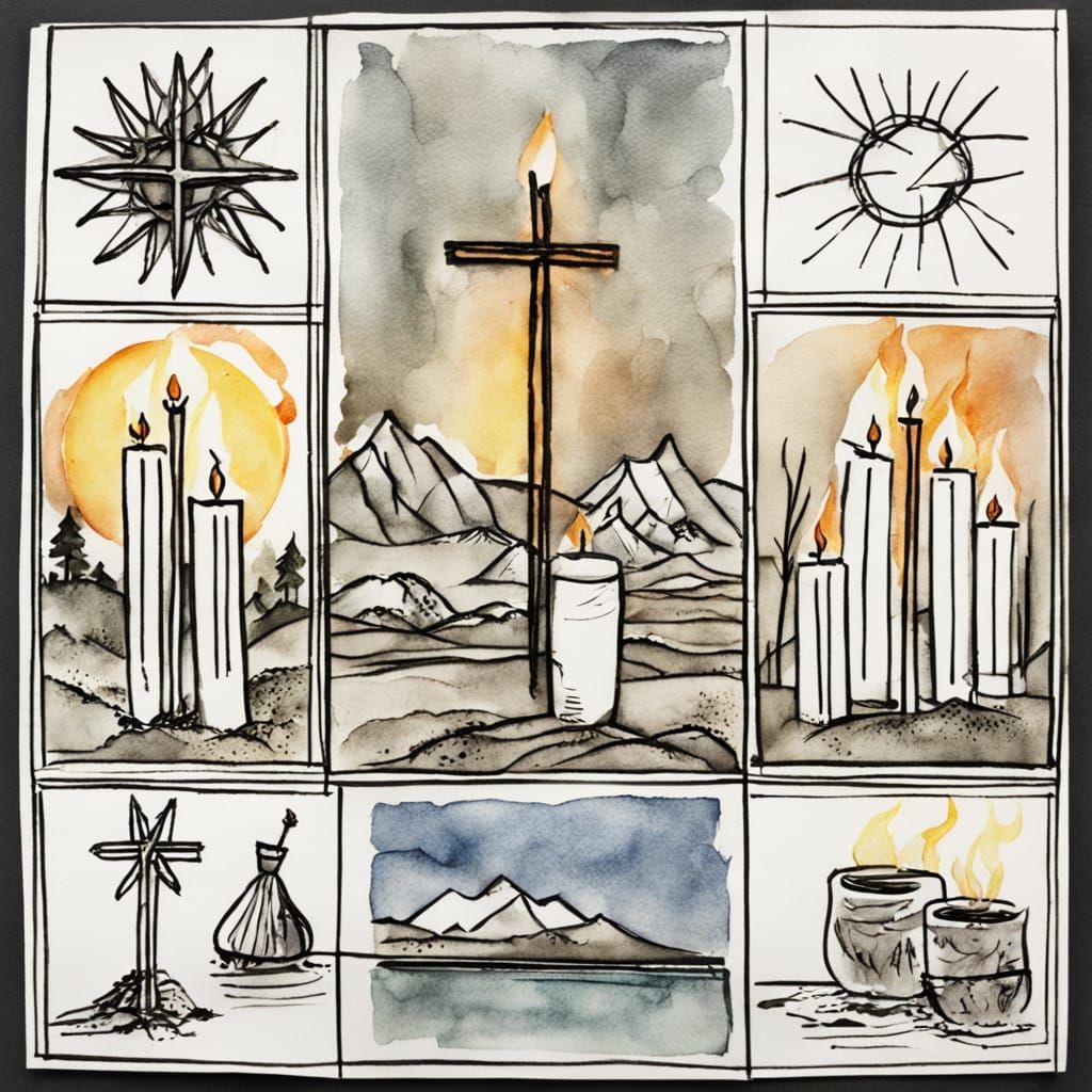 Celestial Winter Goddess in Sacred Symbols Collage