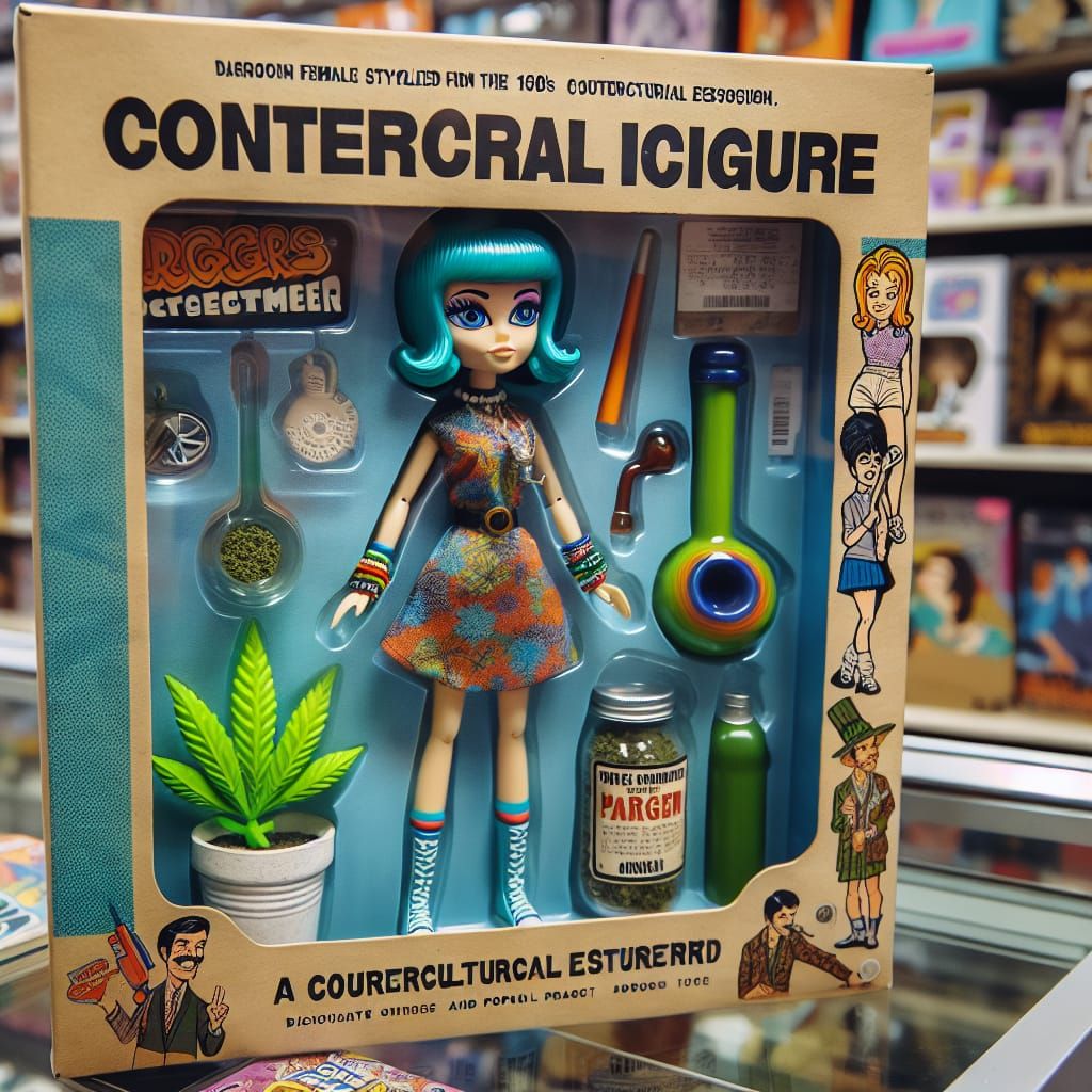 Cartoon Hippie Barbie Figurine in Original Packaging