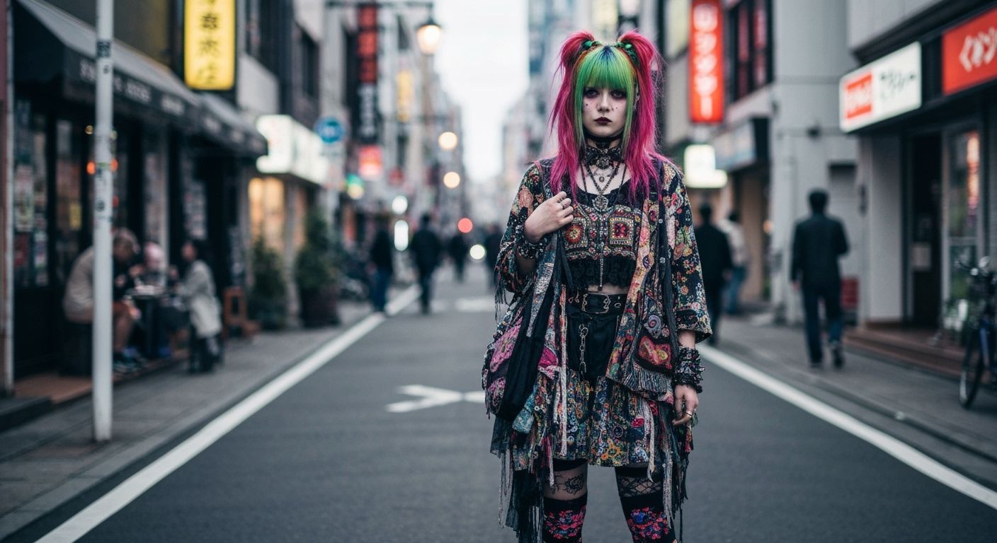 Punk Gyaru Girl in Ura-Harajuku, Surrealist Style