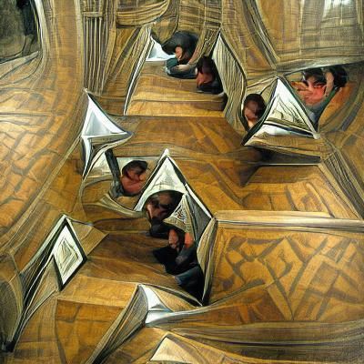 Impossible Hall of Mirrors in Escher Style
