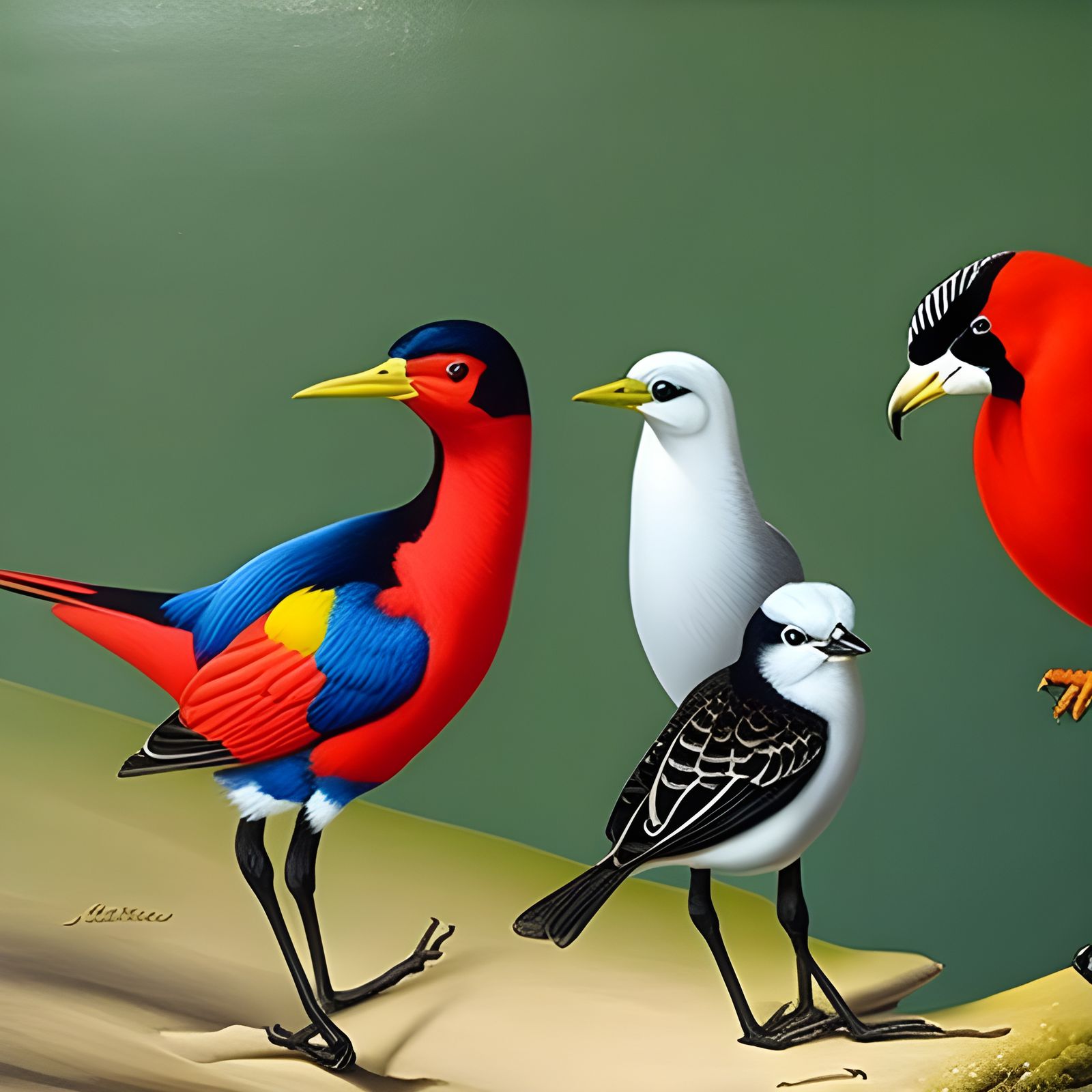 Audubon-Inspired Oil Painting of Plump Birds