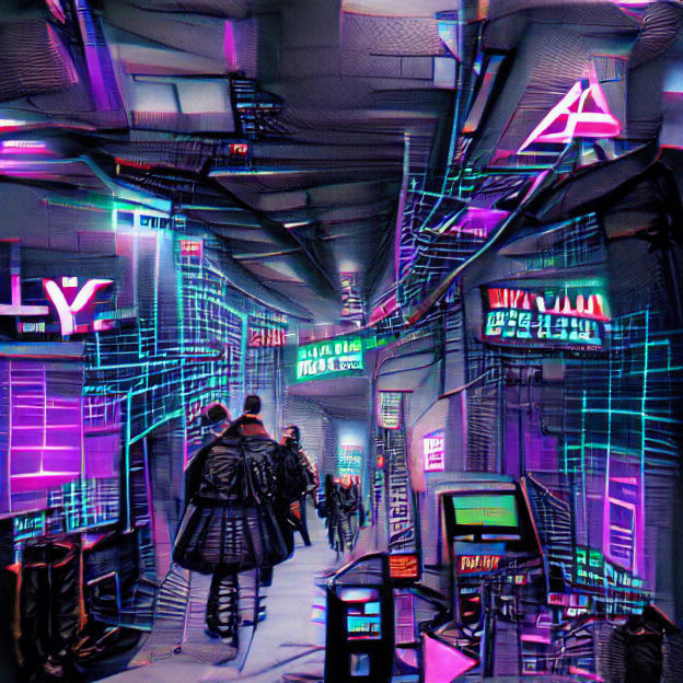 Cyberpunk Alleyway with Neon Lights