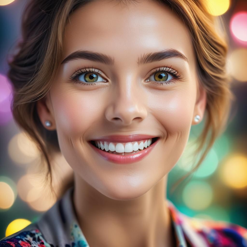 Elegant Portrait of a Smiling Woman with Bokeh