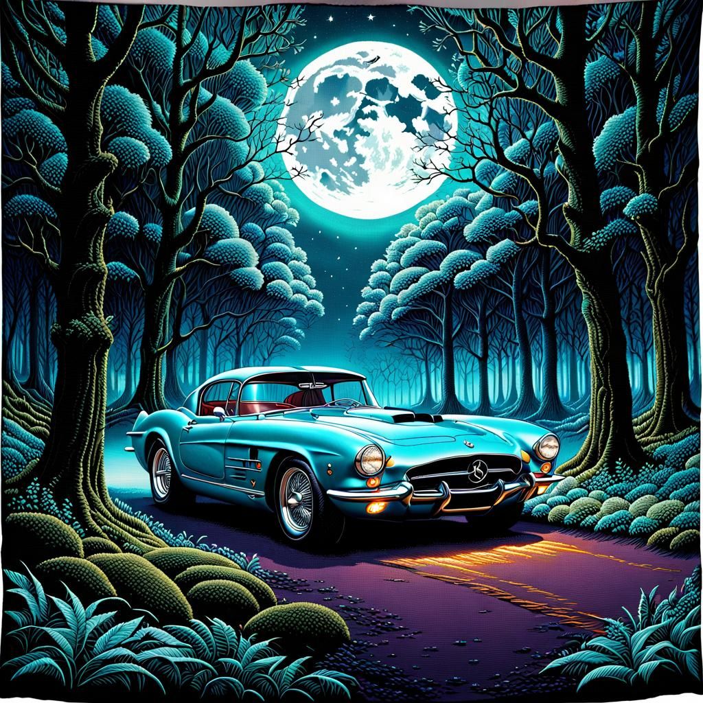Tapestry of SS Super Sport in Moonlit Grove