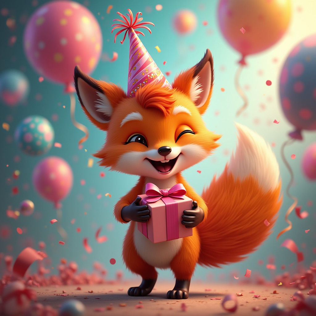 Joyful Fox Birthday Party: Fantasy Concept Art