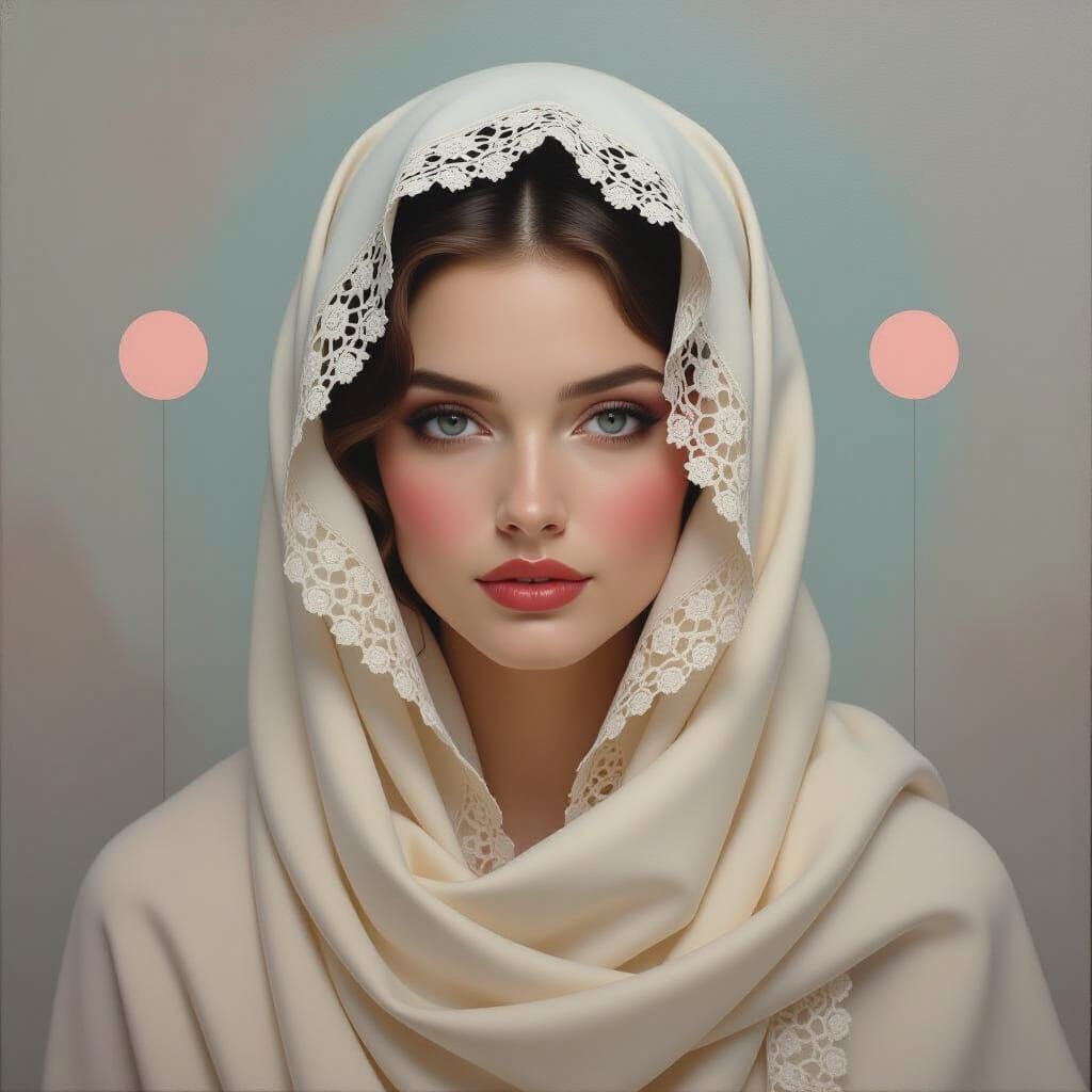 Dreamy Veiled Face in Ethereal Soft-Focus Style