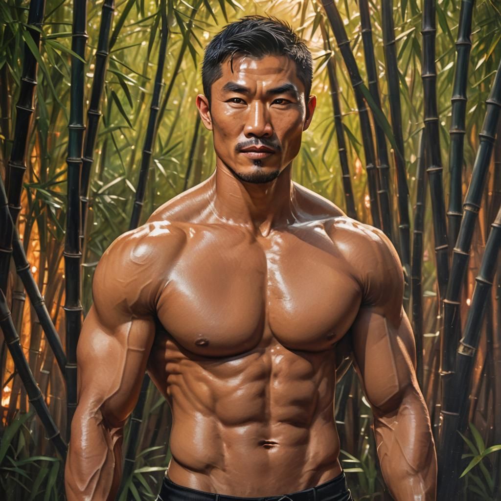 Orientalism-Inspired Portrait of Muscular Asian Man