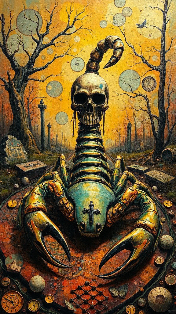 Steampunk Scorpion in Psychedelic Impasto Style
