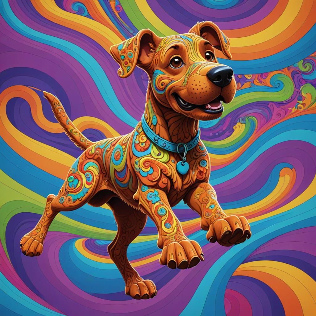 Psychedelic Scooby Doo in Fractal Landscape