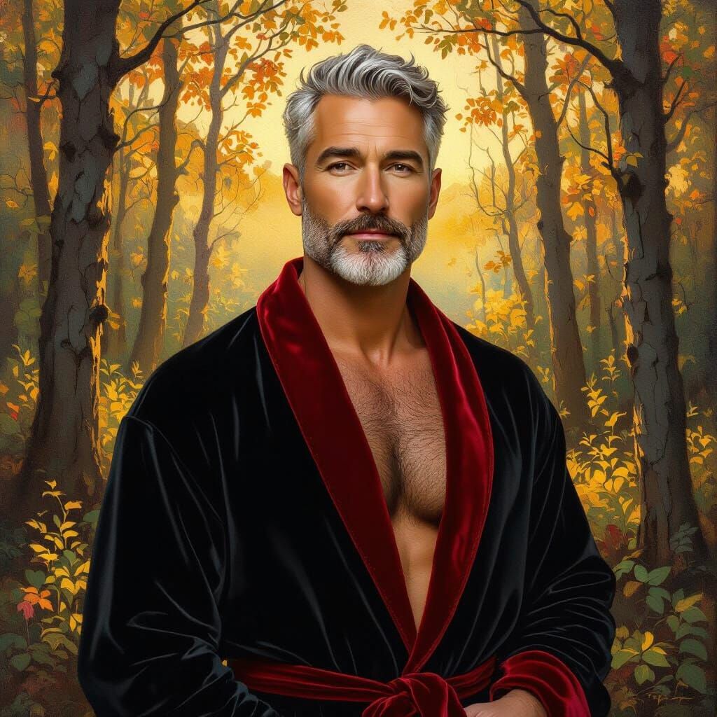 Impressionist Portrait of Man in Velvet Robe